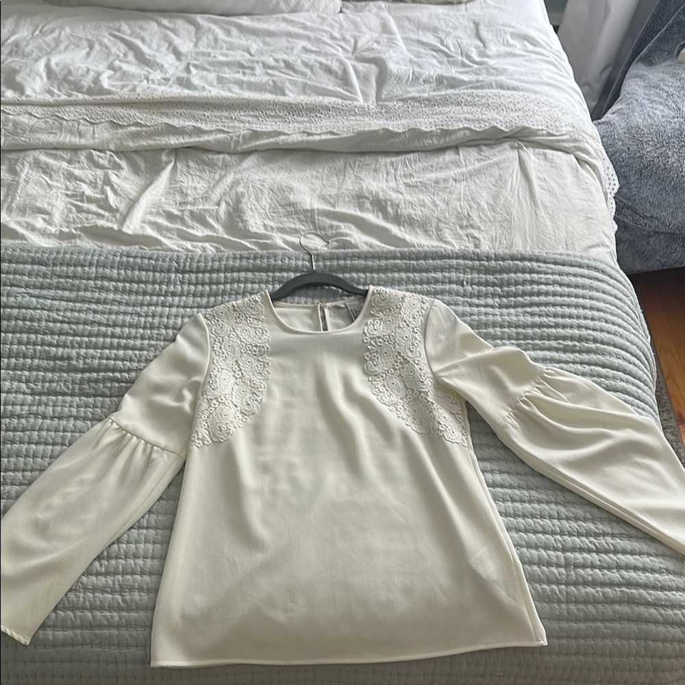 H&M Cream Long Bell Sleeve Blouse